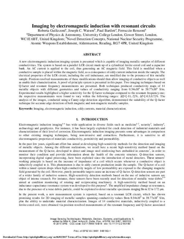 (PDF) Imaging by electromagnetic induction with resonant circuits