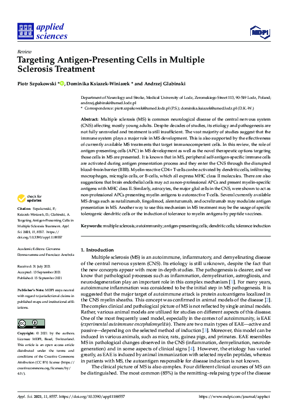 (PDF) Targeting Antigen-Presenting Cells in Multiple Sclerosis Treatment