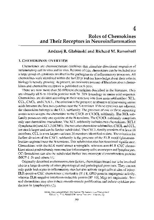 (PDF) Roles of Chemokines and Their Receptors in Neuroinflammation