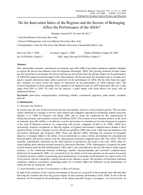 (PDF) Do the Innovation Index of the Regions and the Sectors of ...