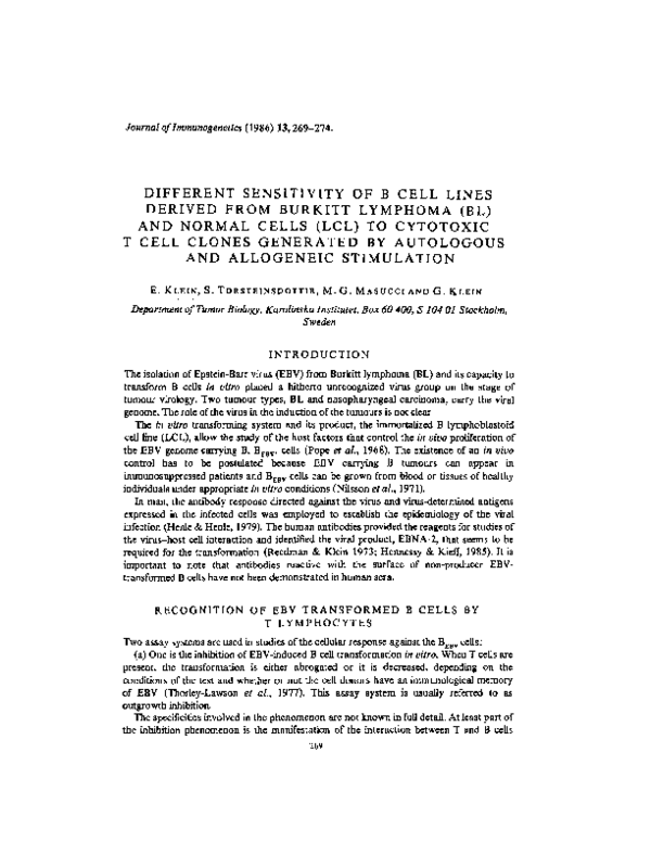 (PDF) Different Sensitivity of B Cell Lines Derived from Burkitt ...