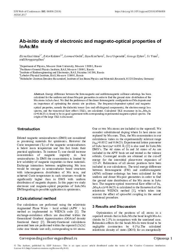 (PDF) Ab-initio study of electronic and magneto-optical properties of ...