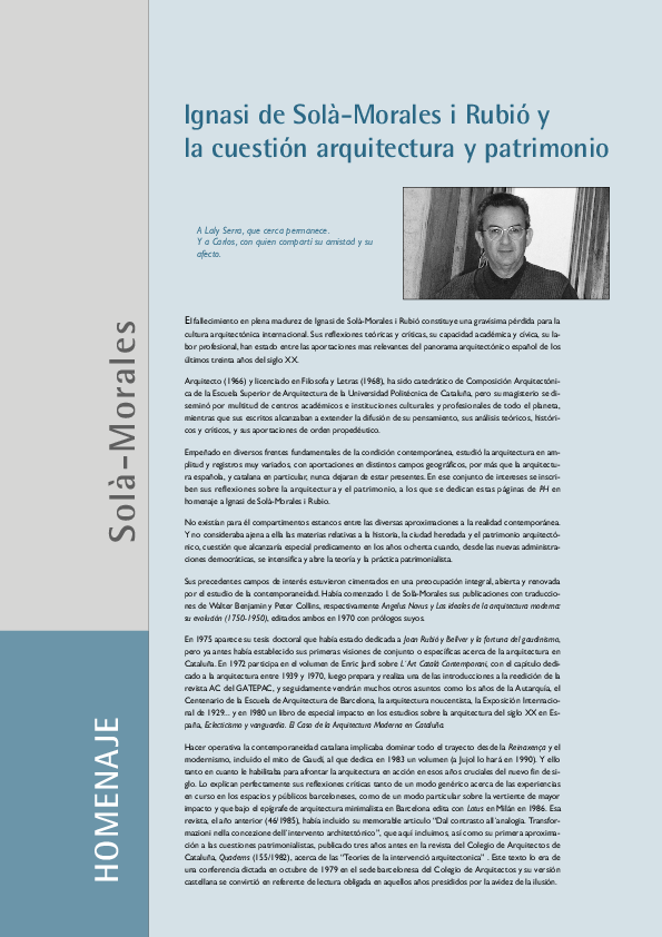 (PDF) Ignasi de SolàMorales i Rubió y la cuestión arquitectura y