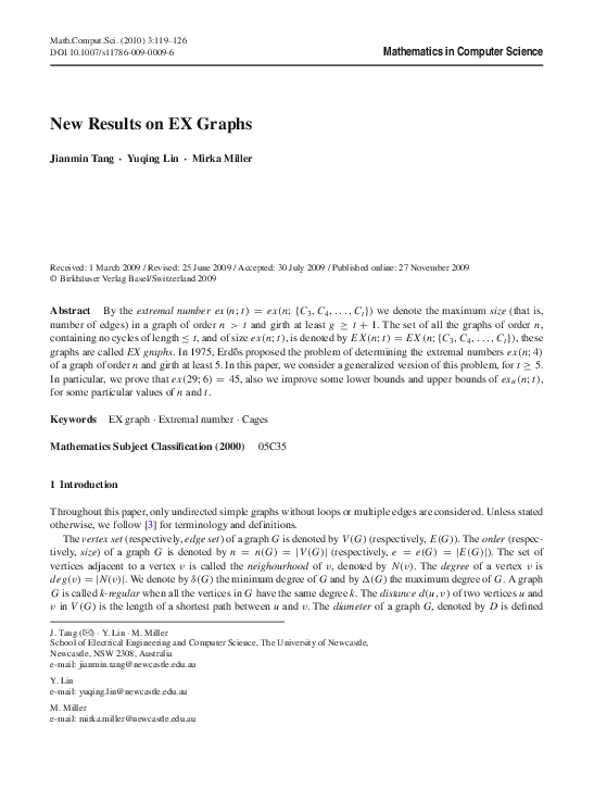 (PDF) New Results on EX Graphs