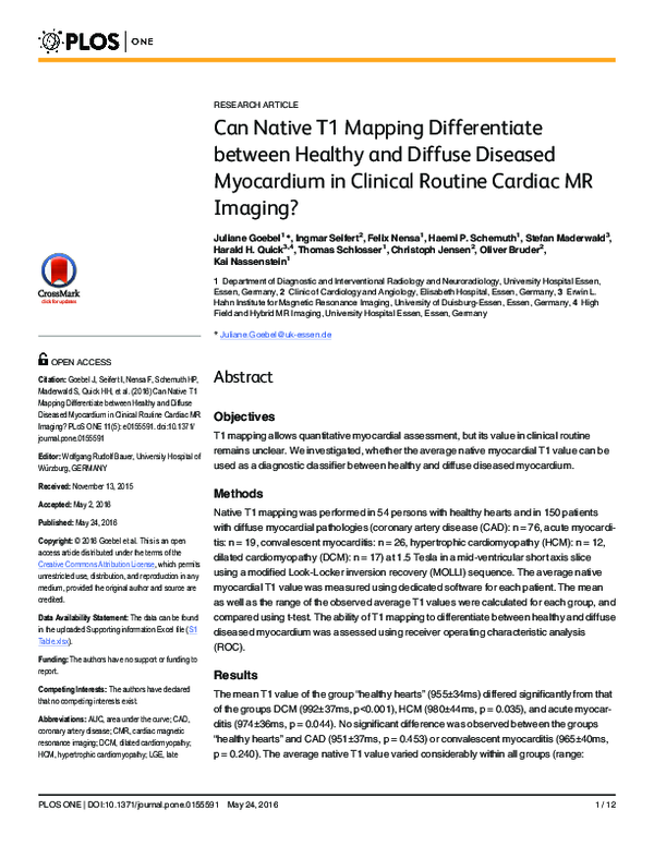 (PDF) Can Native T1 Mapping Differentiate between Healthy and Diffuse ...