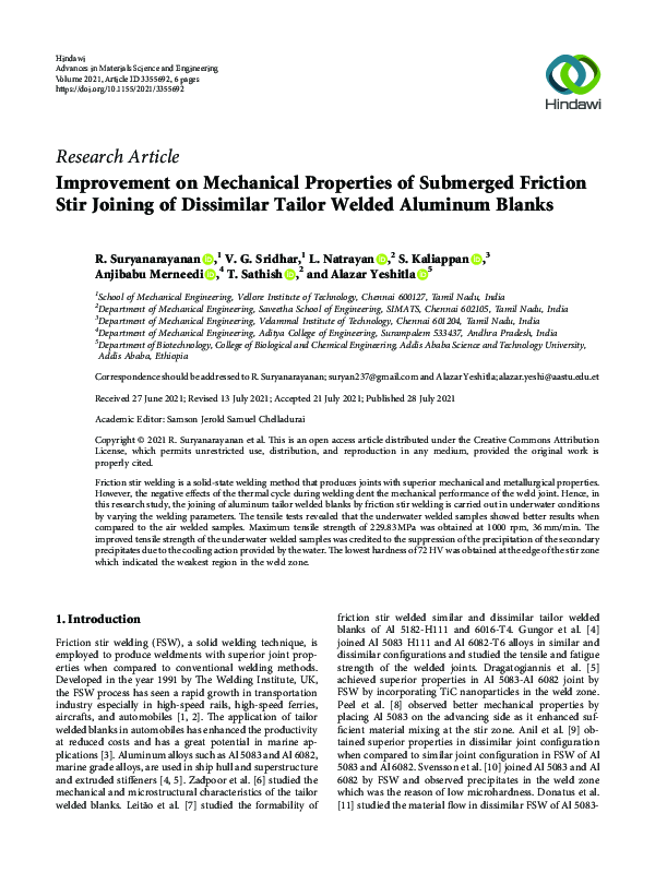 (PDF) Improvement on Mechanical Properties of Submerged Friction Stir ...