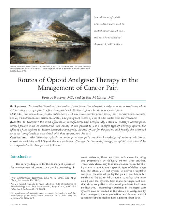 (PDF) Routes of opioid analgesic therapy in the management of cancer pain