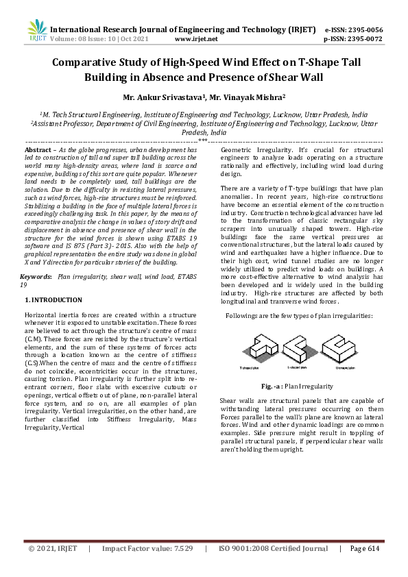 (PDF) IRJET- Comparative Study of High-Speed Wind Effect on T-Shape ...