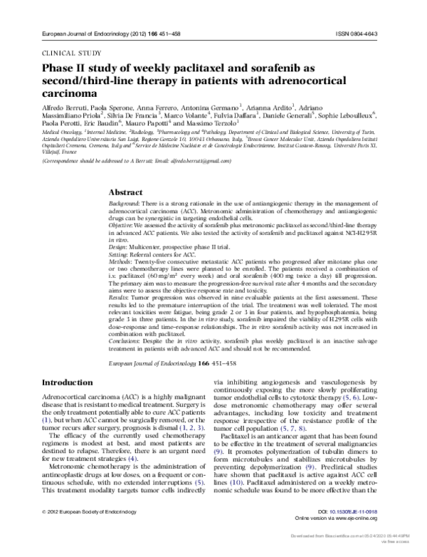 (PDF) Phase II study of weekly paclitaxel and sorafenib as second/third ...