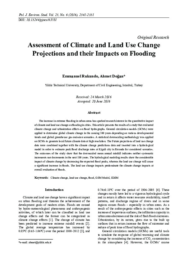 (PDF) Assessment of Climate and Land Use Change Projections and their ...