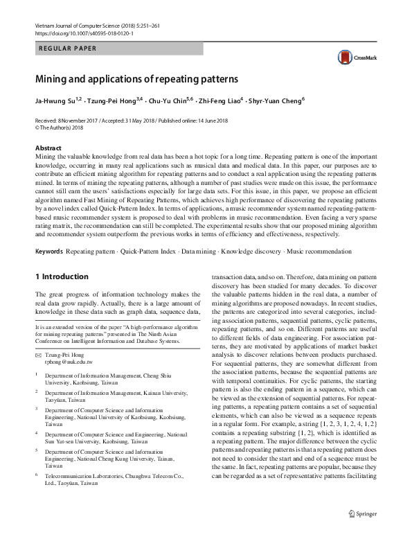 (PDF) Mining and applications of repeating patterns
