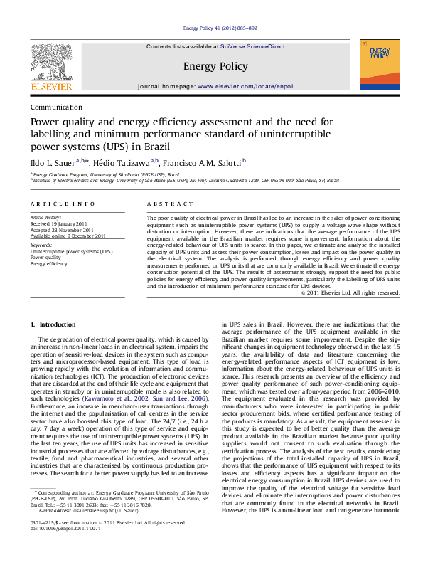 (PDF) Power quality and energy efficiency assessment and the need for ...