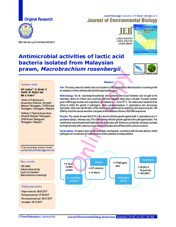 (PDF) Antimicrobial activities of lactic acid bacteria isolated from ...