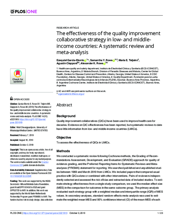 (PDF) The effectiveness of the quality improvement collaborative ...