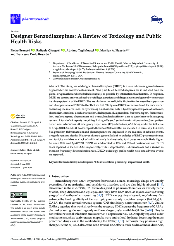 (PDF) Designer Benzodiazepines: A Review of Toxicology and Public ...