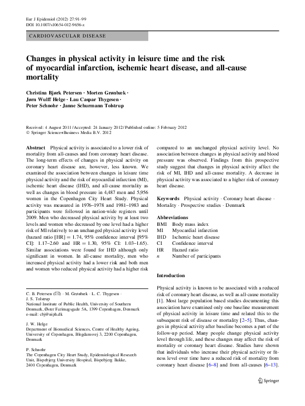 (PDF) Changes in physical activity in leisure time and the risk of ...
