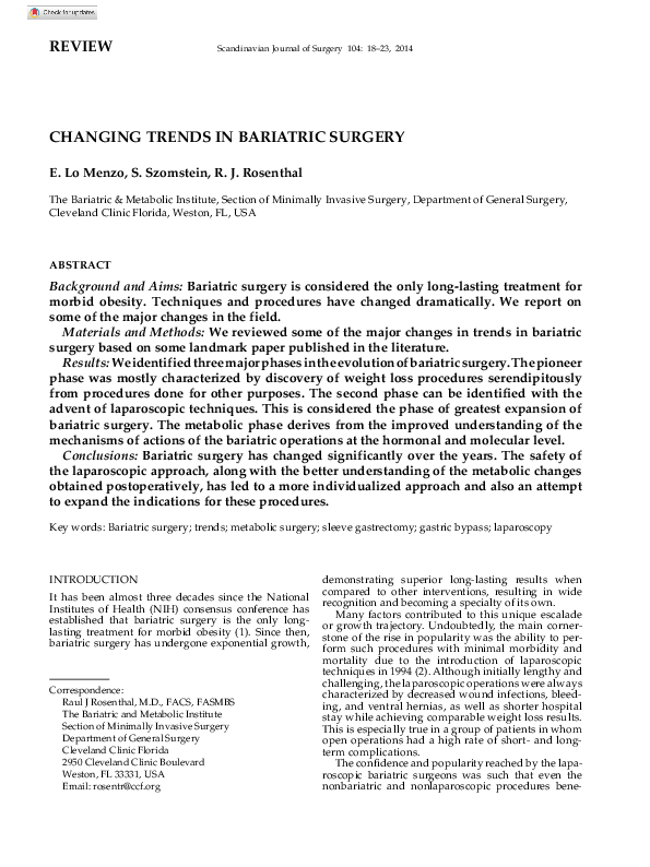 (PDF) Changing Trends in Bariatric Surgery