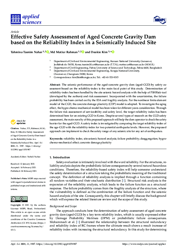 (PDF) Effective Safety Assessment of Aged Concrete Gravity Dam based on ...