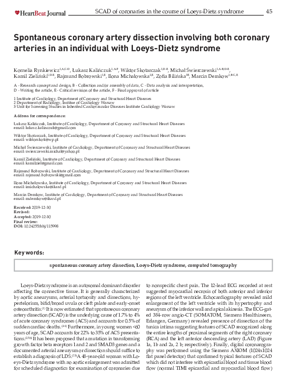 (PDF) Spontaneous Coronary Artery Dissection (SCAD) involving both ...