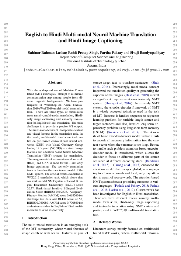 (PDF) English to Hindi Multi-modal Neural Machine Translation and Hindi ...