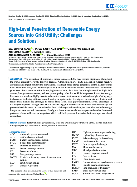 (PDF) High-Level Penetration of Renewable Energy Sources Into Grid ...
