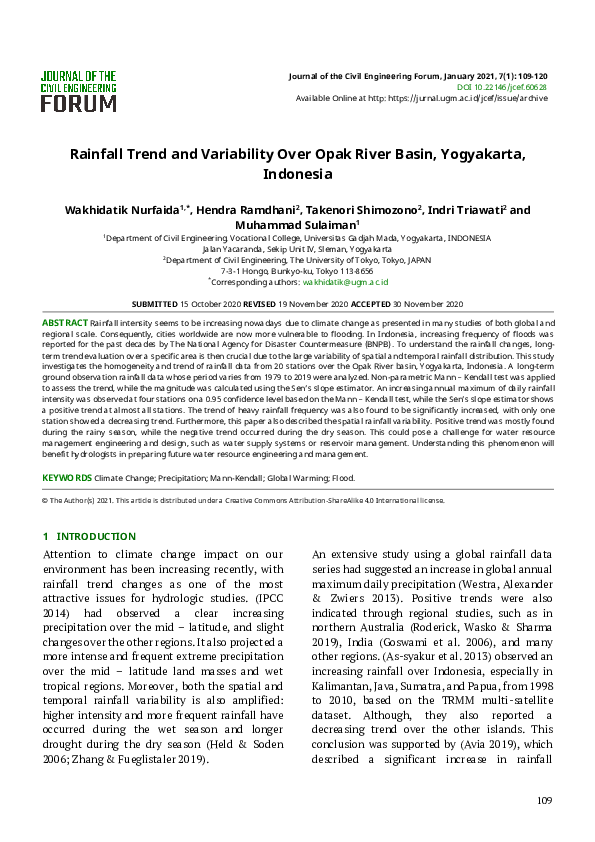 (PDF) Rainfall trend and variability over Opak River basin, Yogyakarta ...