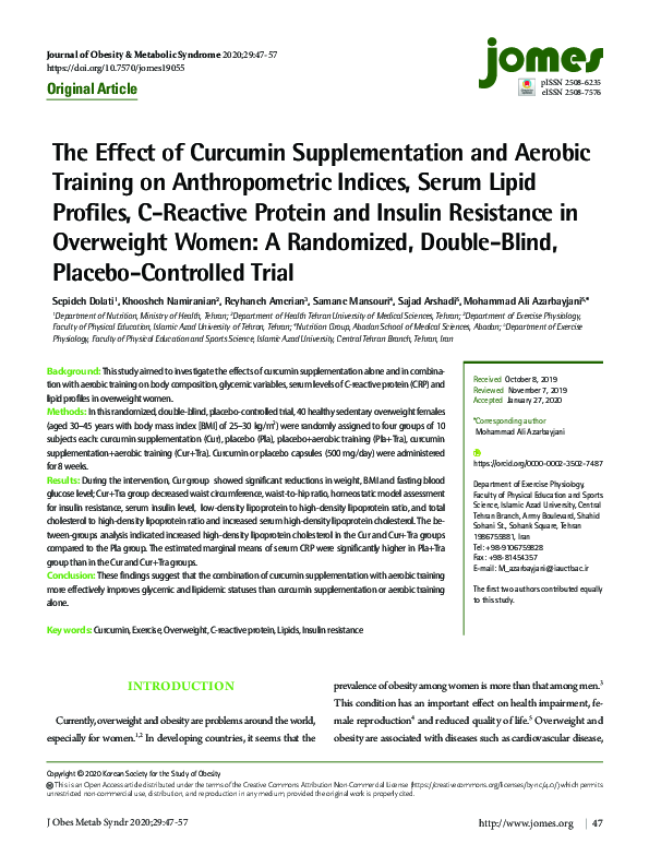 (PDF) The Effect of Curcumin Supplementation and Aerobic Training on ...