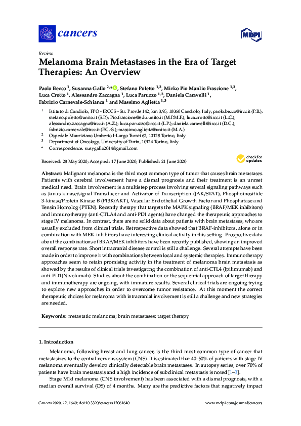 (PDF) Melanoma Brain Metastases in the Era of Target Therapies: An ...