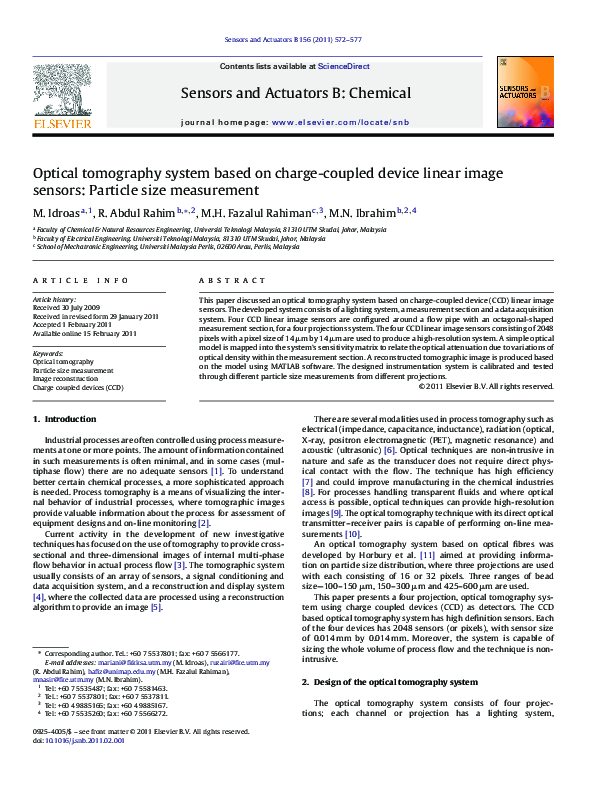 (PDF) Optical tomography system based on charge-coupled device linear ...