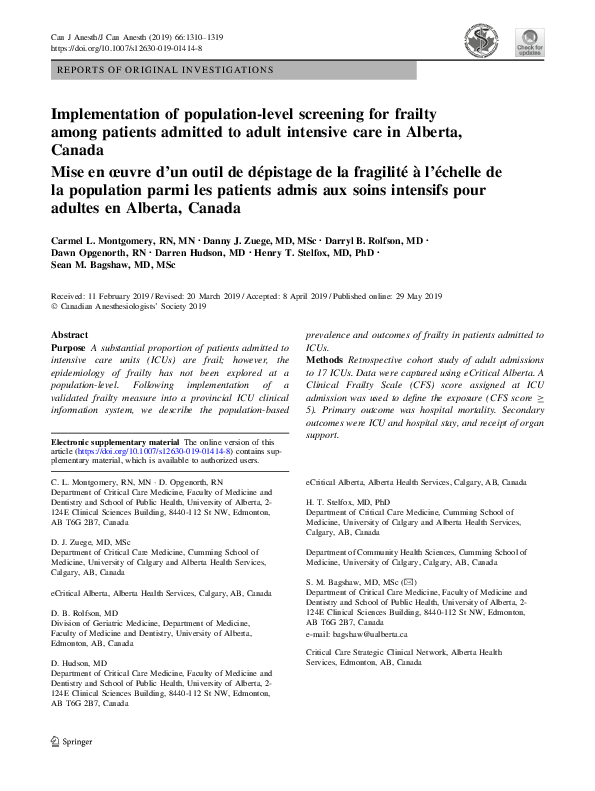 (PDF) Implementation of population-level screening for frailty among ...