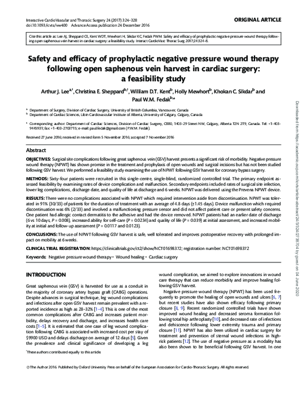 (PDF) Safety and efficacy of prophylactic negative pressure wound ...