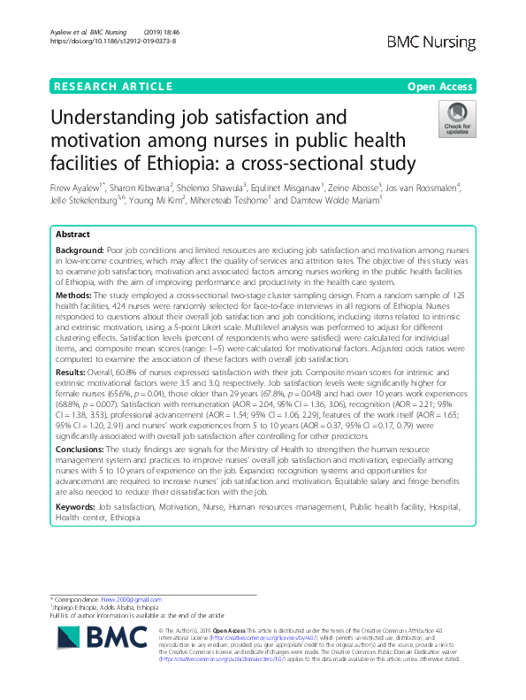(PDF) Understanding job satisfaction and motivation among nurses in ...