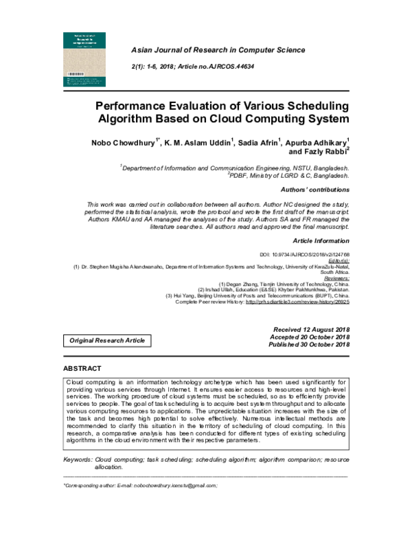 (PDF) Performance Evaluation of Various Scheduling Algorithm Based on ...