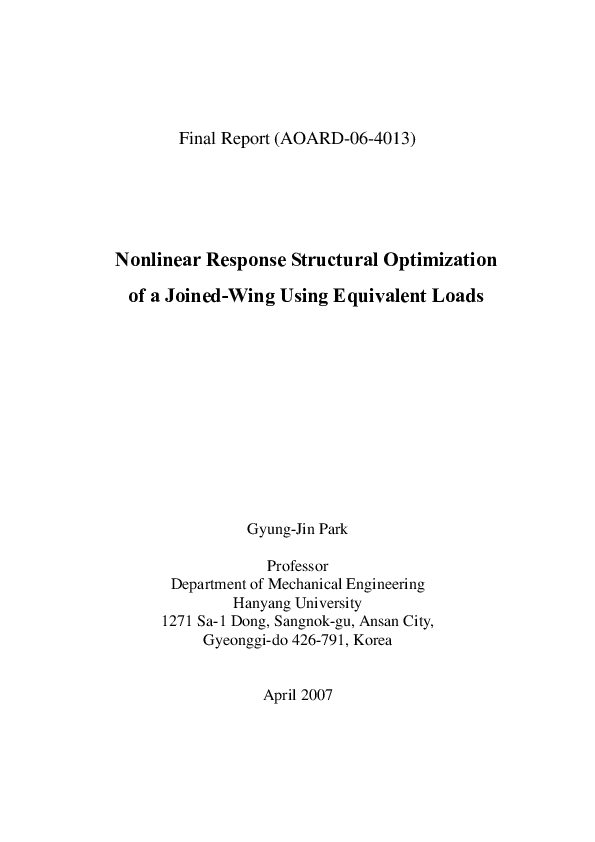 (PDF) Nonlinear Response Structural Optimization of a Joined Wing Using ...