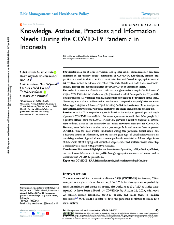 (PDF) Knowledge, Attitudes, Practices and Information Needs During the ...