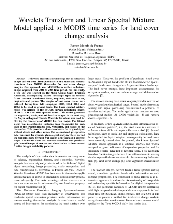(PDF) Wavelets transform and Linear Spectral Mixture Model applied to ...