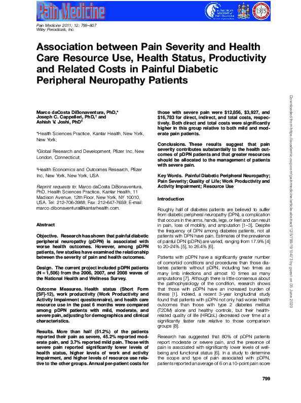(PDF) Association between Pain Severity and Health Care Resource Use ...