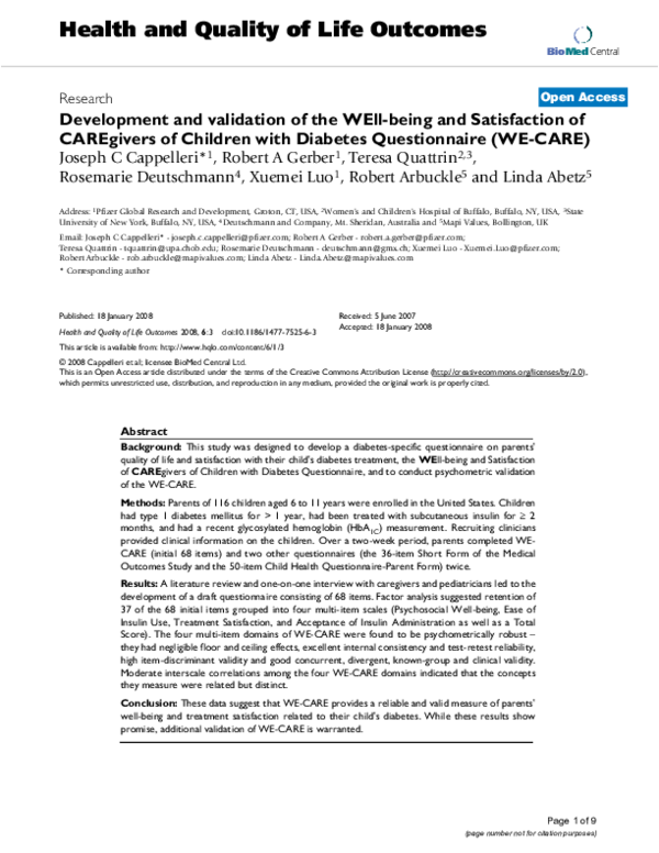 (PDF) Development and validation of the WEll-being and Satisfaction of ...