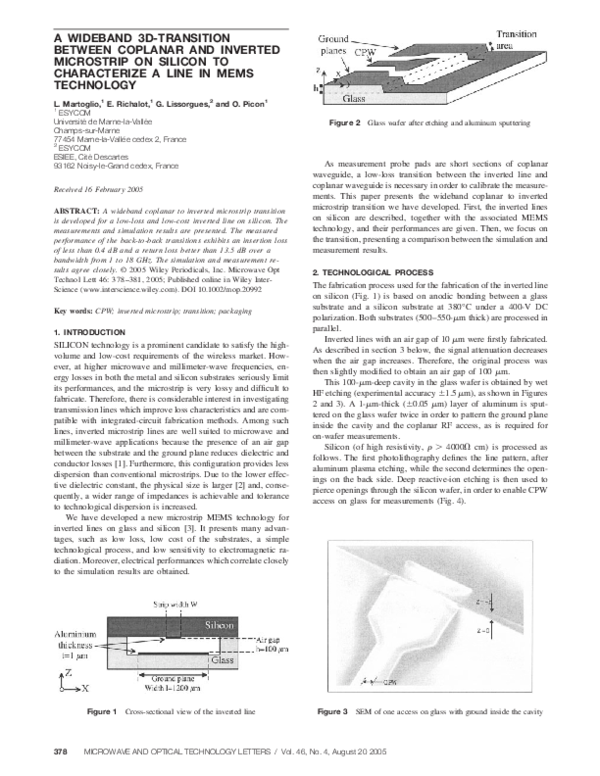 (PDF) A wideband 3D-transition between coplanar and inverted microstrip ...