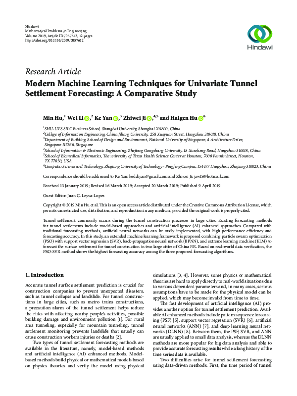 (PDF) Modern Machine Learning Techniques for Univariate Tunnel