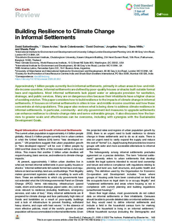 (PDF) Building Resilience to Climate Change in Informal Settlements