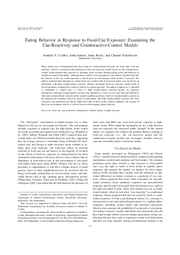 (PDF) Eating behavior in response to food-cue exposure: Examining the ...