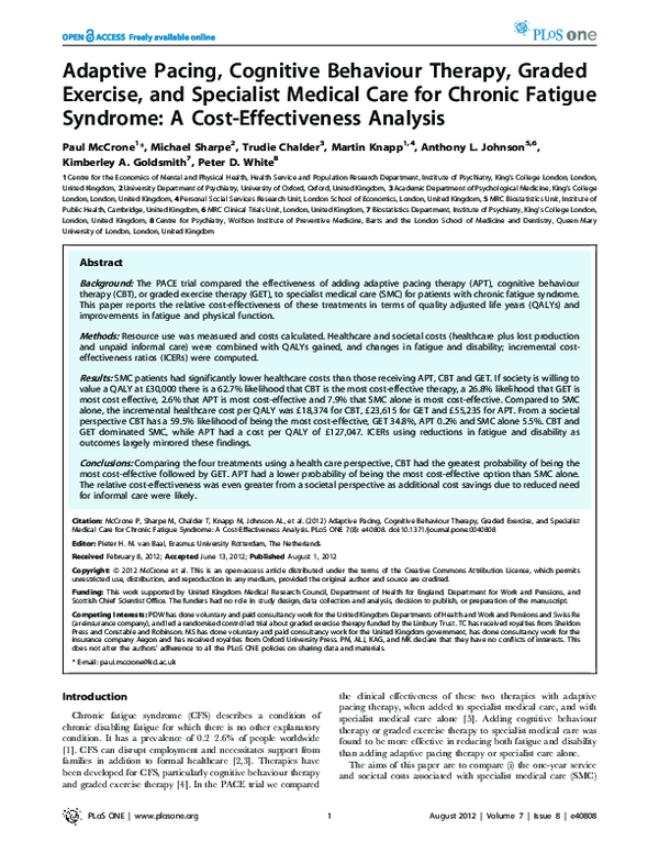 (PDF) Adaptive Pacing, Cognitive Behaviour Therapy, Graded Exercise ...
