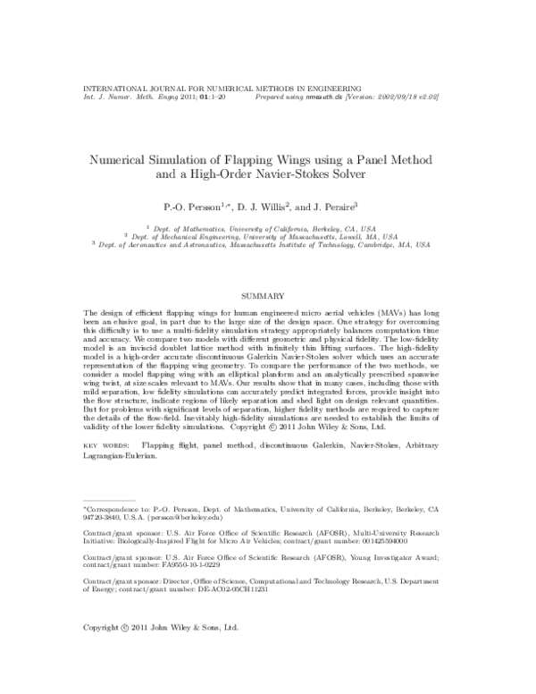 (PDF) Numerical simulation of flapping wings using a panel method and a ...