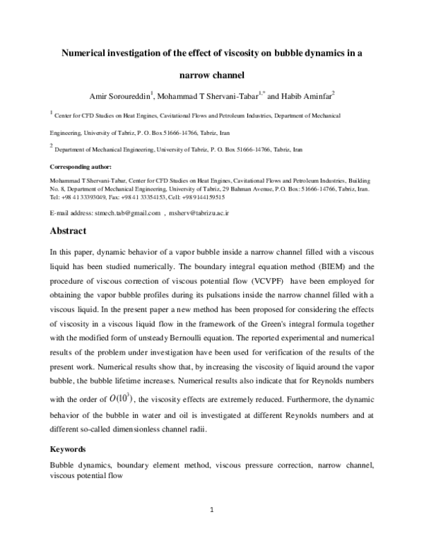 (PDF) Numerical investigation of the effect of viscosity on bubble ...
