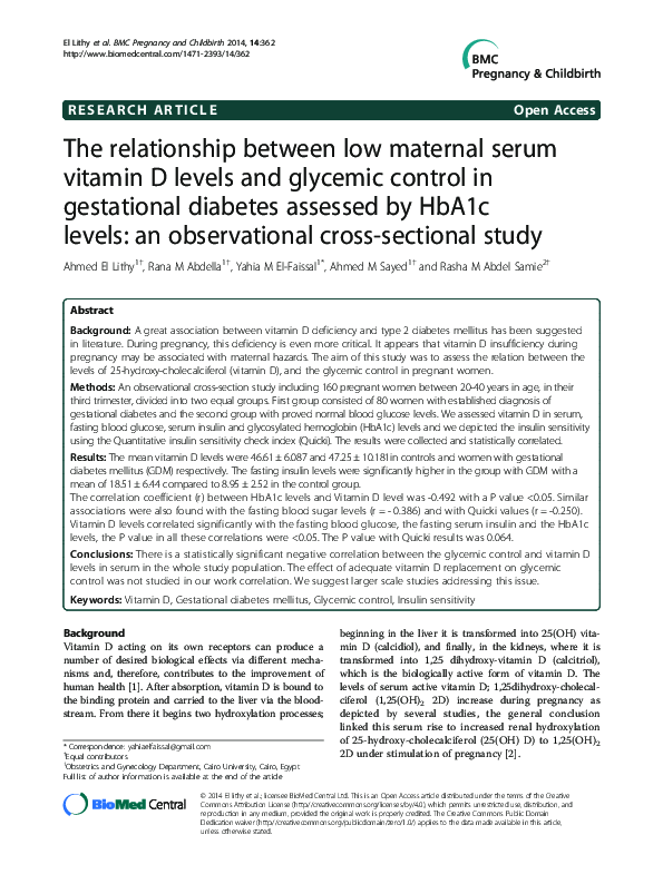 (PDF) The relationship between low maternal serum vitamin D levels and ...