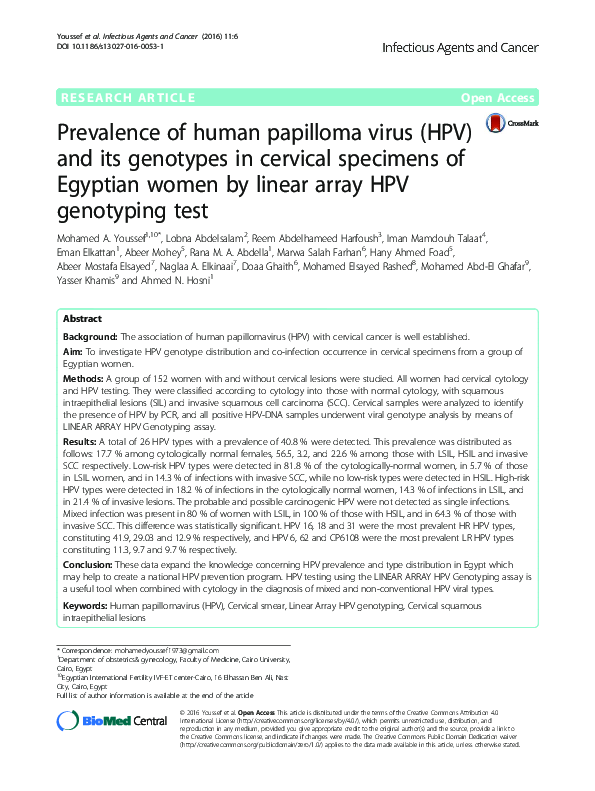 (PDF) Prevalence of human papilloma virus (HPV) and its genotypes in ...
