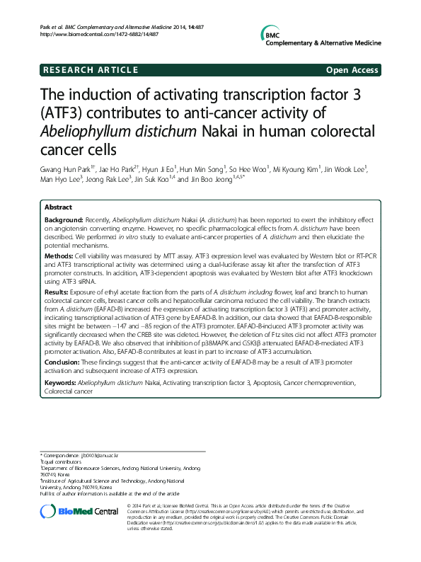 (PDF) Induction of activating transcription factor 3 by anoxia is ...