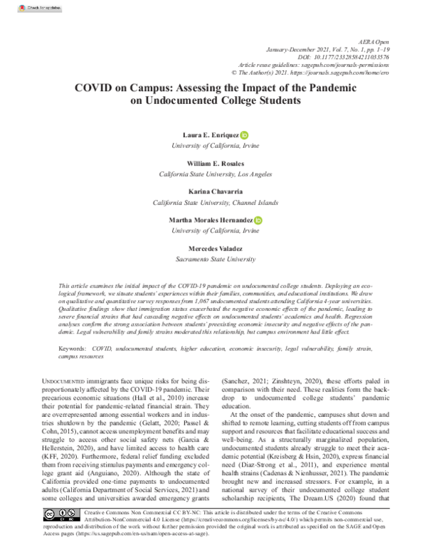 (PDF) COVID on Campus: Assessing the Impact of the Pandemic on ...