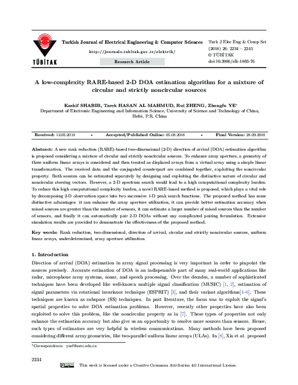 (PDF) A low-complexity RARE-based 2-D DOA estimation algorithm for a ...